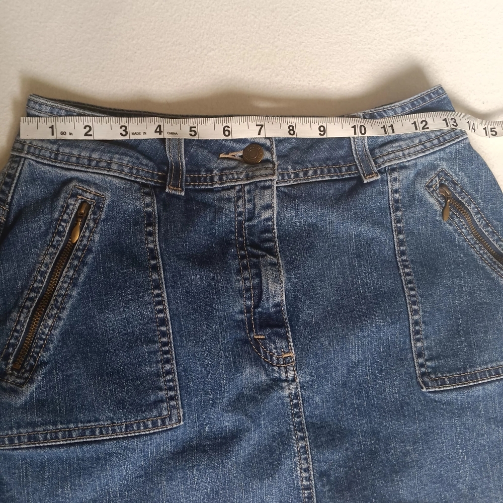 Eddie Bauer Zipper Pocket Denim Mini Skirt Size 6 Blue Casual Utility A Line - Picture 5 of 6